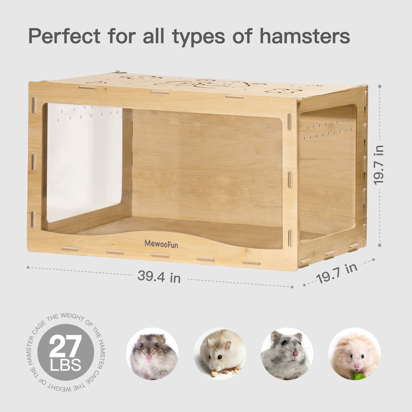 MEWOOFUN 101x50x50cm Wooden Hamster Cage Large for Syrian Hamster Dwarf Hamster Gerbils Mice