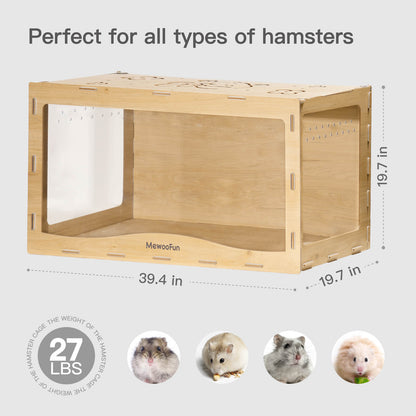 MEWOOFUN 101x50x50cm Wooden Hamster Cage Large for Syrian Hamster Dwarf Hamster Gerbils Mice